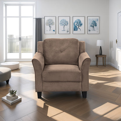 74.9 Polyester 3-seater Sofa With Solid Wood Frame and High Elastic Sponges Cushion for Living Room