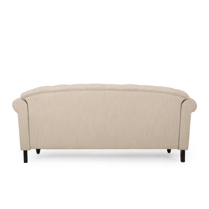74'' Fabric 3 Seater Sofa Couch with Rivet Accents, Durable Fabric Upholstery, and Spacious Seating for Living Room