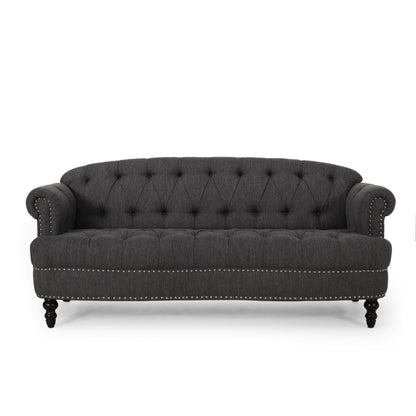 74'' Fabric 3 Seater Sofa Couch with Rivet Accents, Durable Fabric Upholstery, and Spacious Seating for Living Room