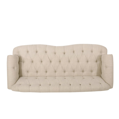 74'' Fabric 3 Seater Sofa Couch with Rivet Accents, Durable Fabric Upholstery, and Spacious Seating for Living Room