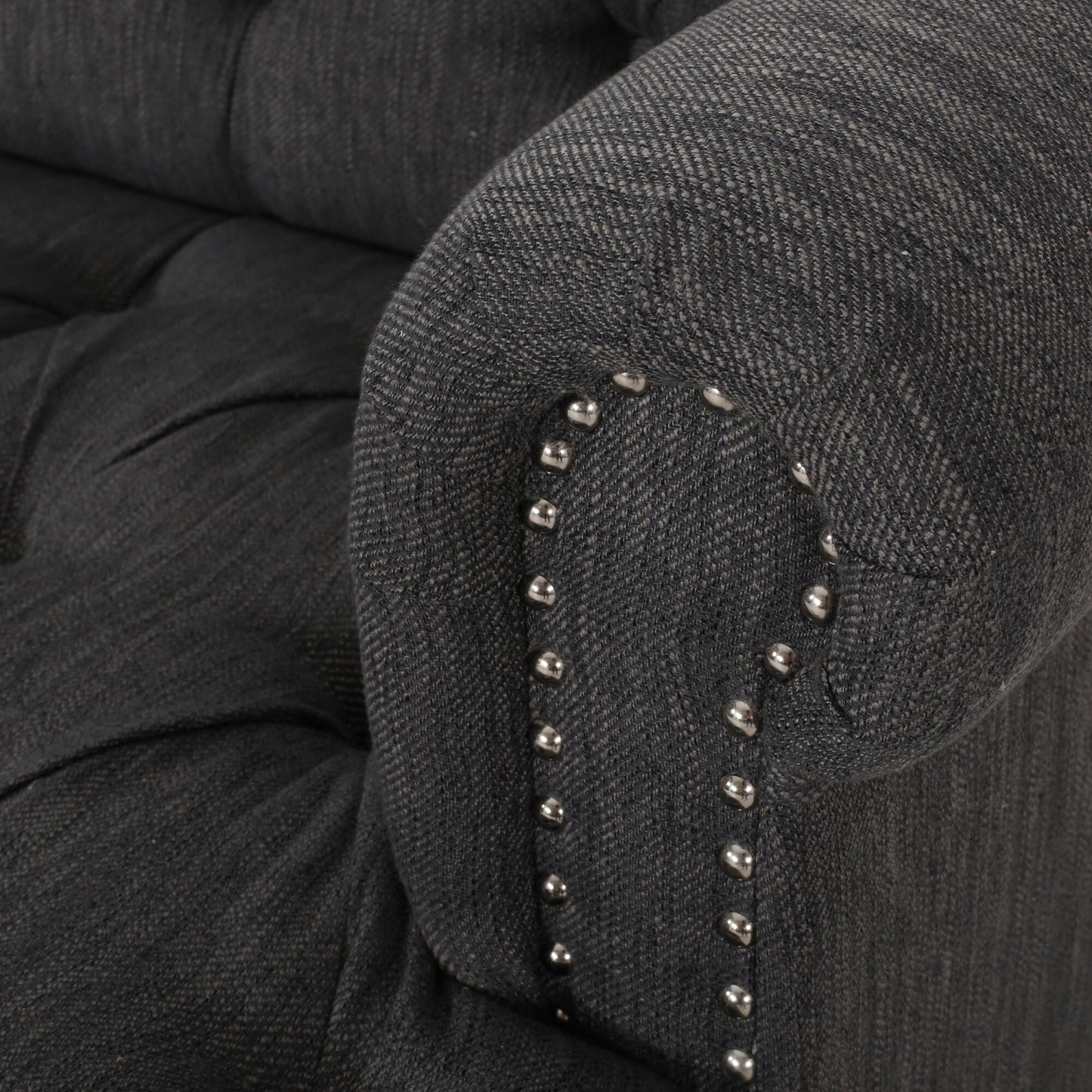 74'' Fabric 3 Seater Sofa Couch with Rivet Accents, Durable Fabric Upholstery, and Spacious Seating for Living Room