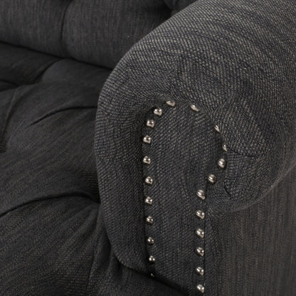 74'' Fabric 3 Seater Sofa Couch with Rivet Accents, Durable Fabric Upholstery, and Spacious Seating for Living Room