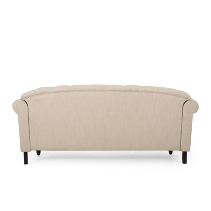 74'' Fabric 3 Seater Sofa Couch with Rivet Accents, Durable Fabric Upholstery, and Spacious Seating for Living Room