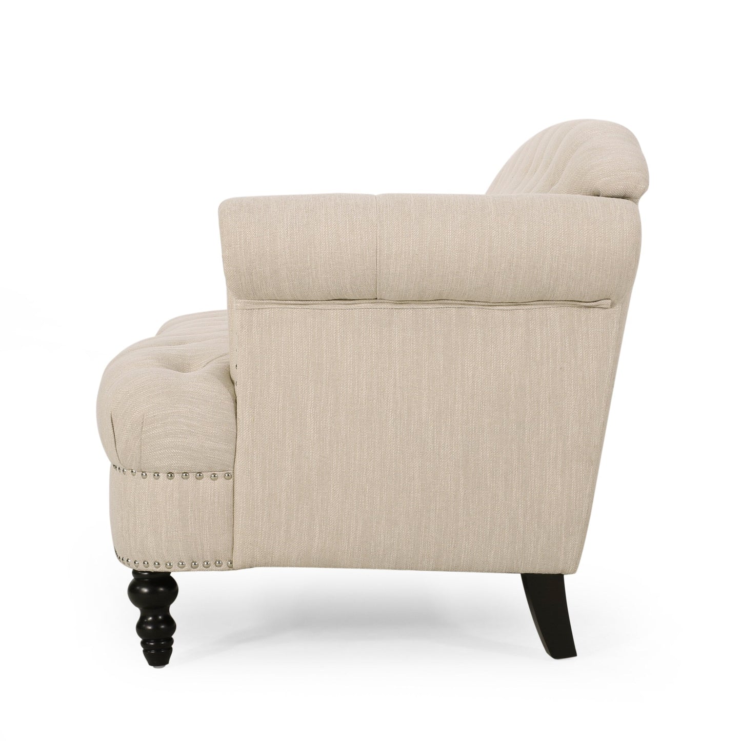 74'' Fabric 3 Seater Sofa Couch with Rivet Accents, Durable Fabric Upholstery, and Spacious Seating for Living Room