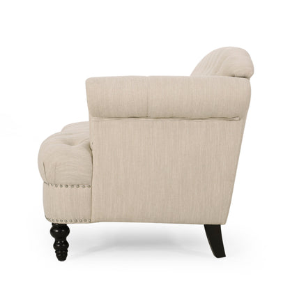 74'' Fabric 3 Seater Sofa Couch with Rivet Accents, Durable Fabric Upholstery, and Spacious Seating for Living Room