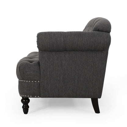 74'' Fabric 3 Seater Sofa Couch with Rivet Accents, Durable Fabric Upholstery, and Spacious Seating for Living Room