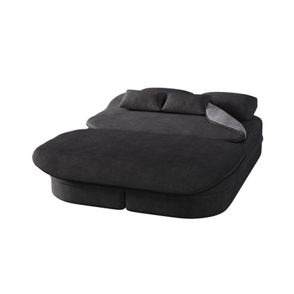 75 2-in-1 Foldable Chenille Sofa Bed with Blanket for Living Room