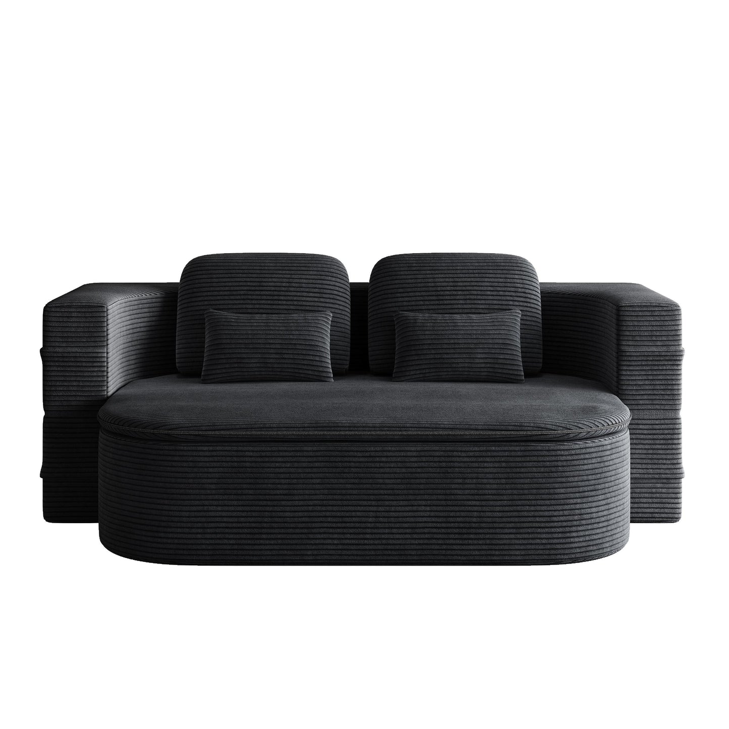75 2-in-1 Foldable Corduroy Sofa Bed with Blanket for Living Room