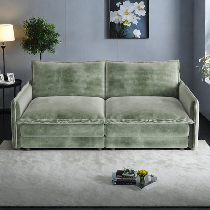 75 Corduroy 2-Seater Sofa Deep Seat with Sofa with 2 Pillow for Living Room