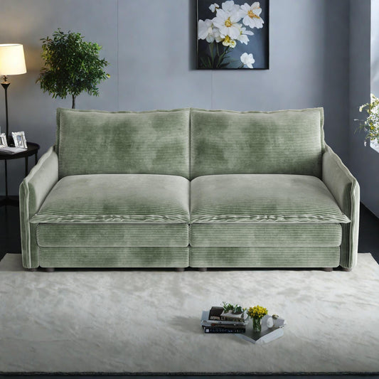 75 Corduroy 2-Seater Sofa Deep Seat with Sofa with 2 Pillow for Living Room