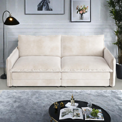 75 Corduroy 2-Seater Sofa Deep Seat with Sofa with 2 Pillow for Living Room