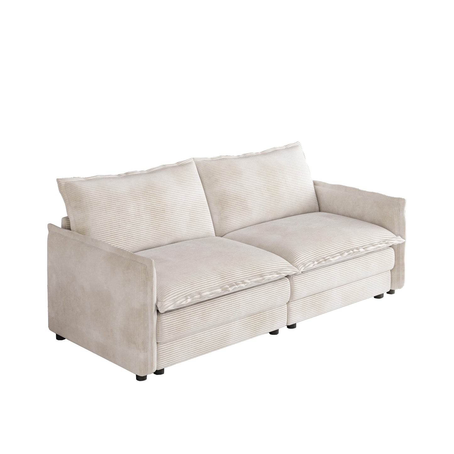 75 Corduroy 2-Seater Sofa Deep Seat with Sofa with 2 Pillow for Living Room