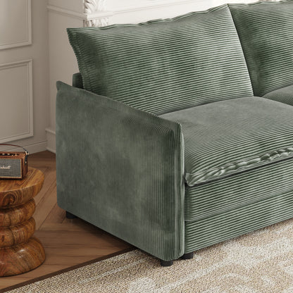 75 Corduroy 2-Seater Sofa Deep Seat with Sofa with 2 Pillow for Living Room