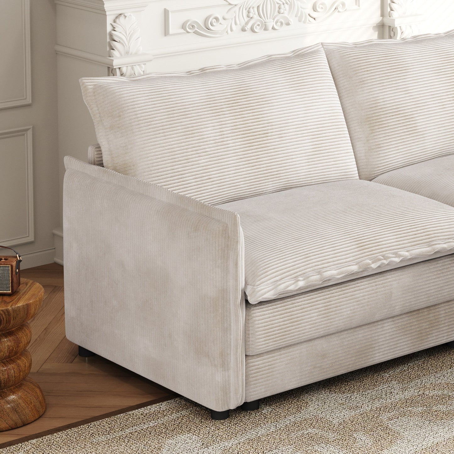 75 Corduroy 2-Seater Sofa Deep Seat with Sofa with 2 Pillow for Living Room