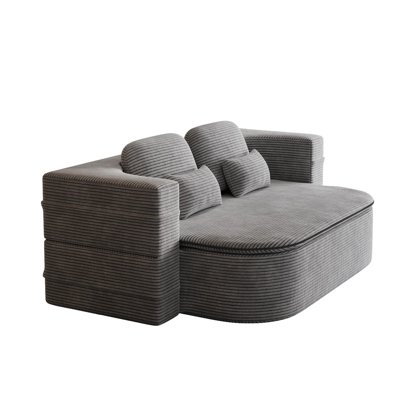 75'' Convertible Sleeper Sofa Bed with Blanket Floor Sofa Lounge Sofa for Living Room