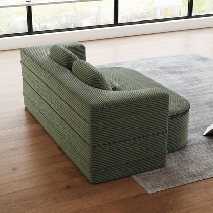 75'' Convertible Sleeper Sofa Bed with Blanket Floor Sofa Lounge Sofa for Living Room