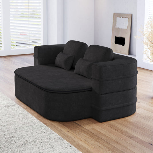 75'' Convertible Sleeper Sofa Bed with Blanket Floor Sofa Lounge Sofa for Living Room
