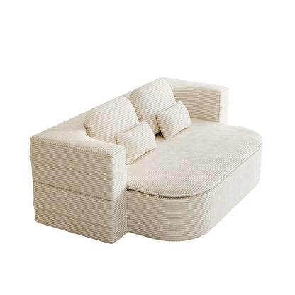 75'' Convertible Sleeper Sofa Bed with Blanket Floor Sofa Lounge Sofa for Living Room