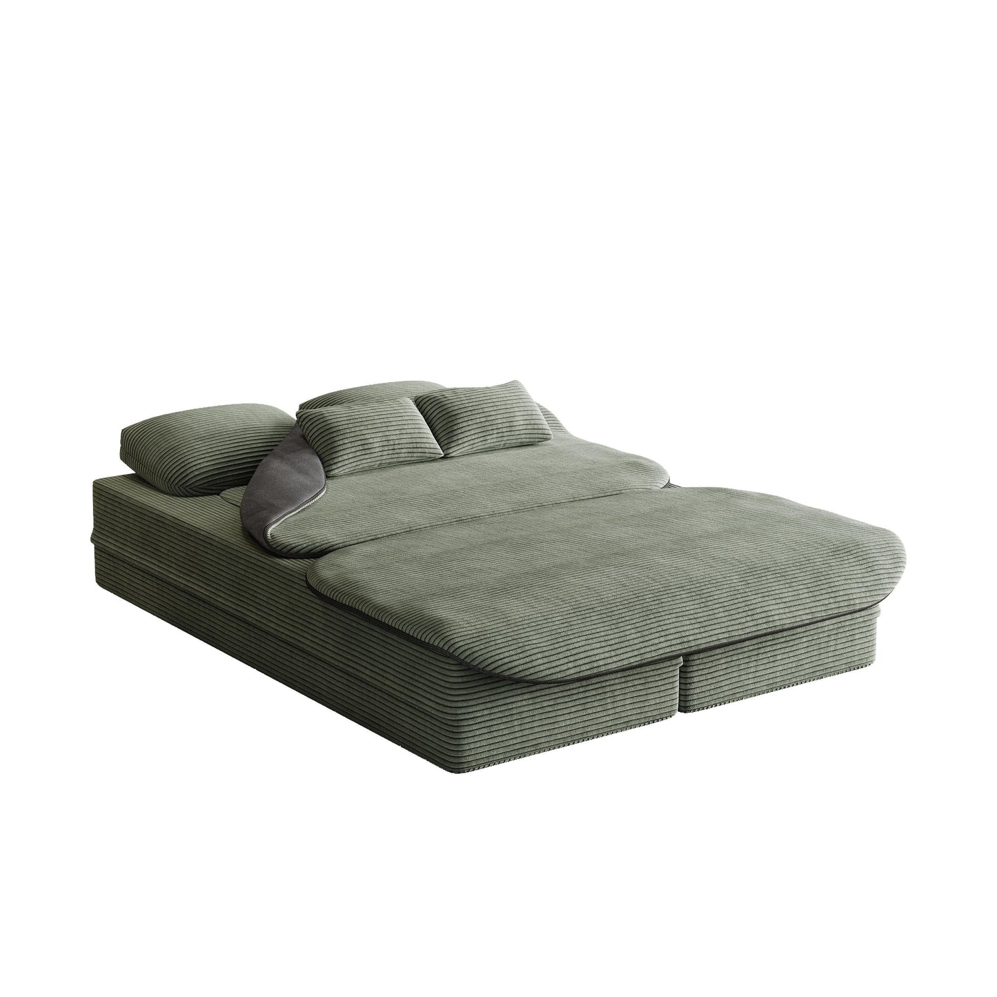 75'' Convertible Sleeper Sofa Bed with Blanket Floor Sofa Lounge Sofa for Living Room