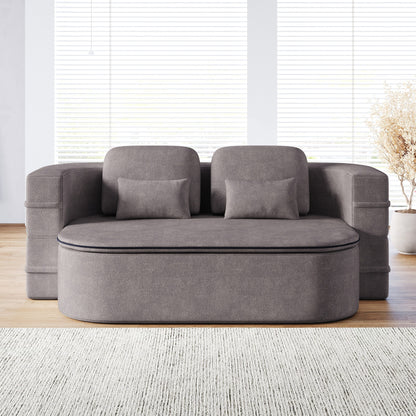 75'' Convertible Sleeper Sofa Bed with Blanket Floor Sofa Lounge Sofa for Living Room