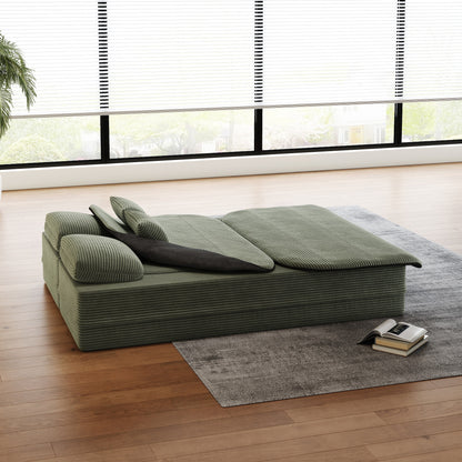 75'' Convertible Sleeper Sofa Bed with Blanket Floor Sofa Lounge Sofa for Living Room