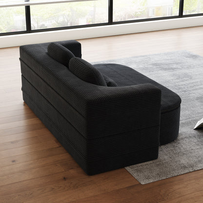 75'' Convertible Sleeper Sofa Bed with Blanket Floor Sofa Lounge Sofa for Living Room
