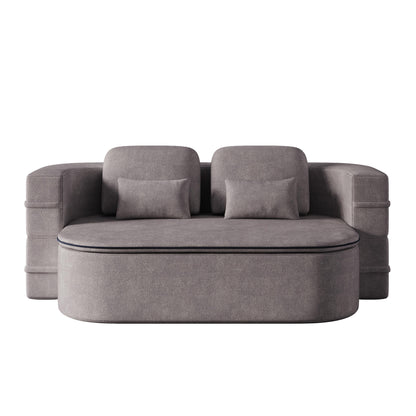75'' Convertible Sleeper Sofa Bed with Blanket Floor Sofa Lounge Sofa for Living Room