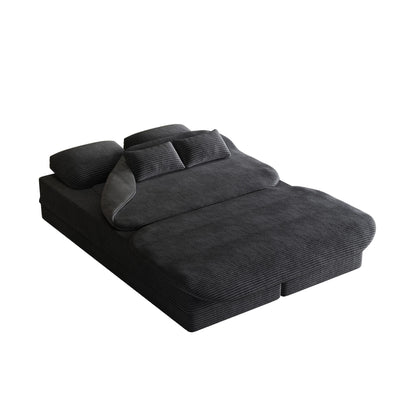 75'' Convertible Sleeper Sofa Bed with Blanket Floor Sofa Lounge Sofa for Living Room