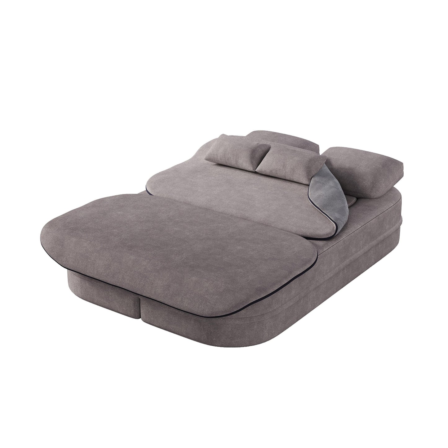 75'' Convertible Sleeper Sofa Bed with Blanket Floor Sofa Lounge Sofa for Living Room