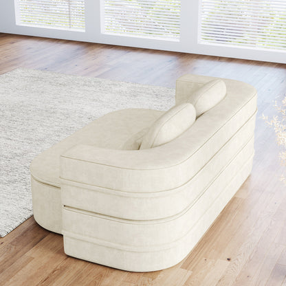 75'' Convertible Sleeper Sofa Bed with Blanket Floor Sofa Lounge Sofa for Living Room