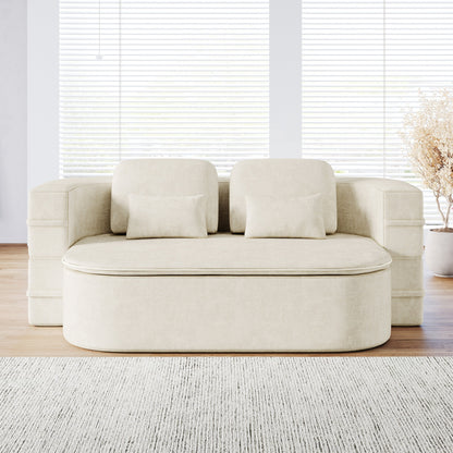75'' Convertible Sleeper Sofa Bed with Blanket Floor Sofa Lounge Sofa for Living Room