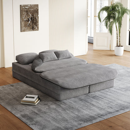 75'' Convertible Sleeper Sofa Bed with Blanket Floor Sofa Lounge Sofa for Living Room