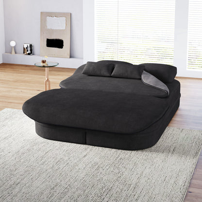 75'' Convertible Sleeper Sofa Bed with Blanket Floor Sofa Lounge Sofa for Living Room