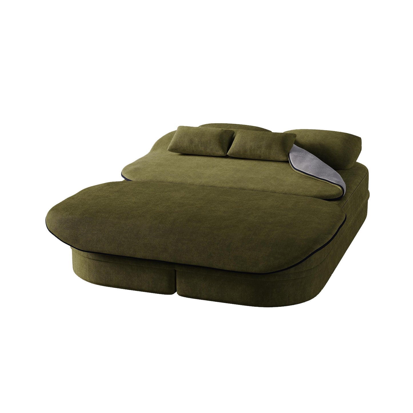 75'' Convertible Sleeper Sofa Bed with Blanket Floor Sofa Lounge Sofa for Living Room
