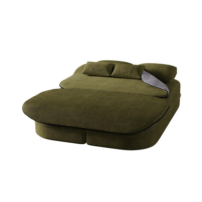 75'' Convertible Sleeper Sofa Bed with Blanket Floor Sofa Lounge Sofa for Living Room