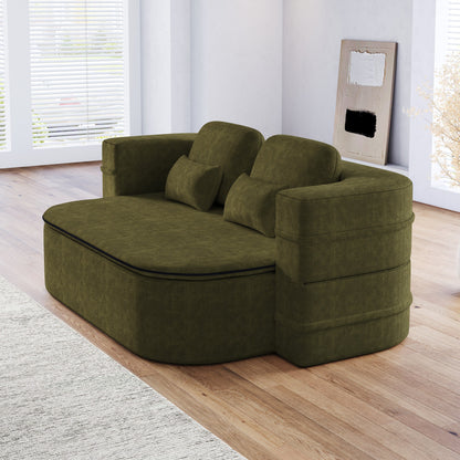 75'' Convertible Sleeper Sofa Bed with Blanket Floor Sofa Lounge Sofa for Living Room
