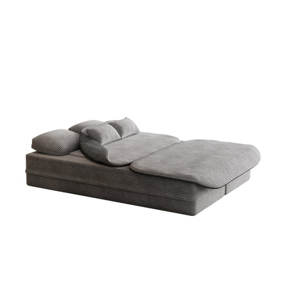 75'' Convertible Sleeper Sofa Bed with Blanket Floor Sofa Lounge Sofa for Living Room