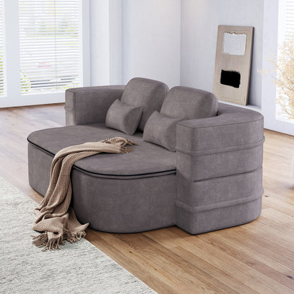 75'' Convertible Sleeper Sofa Bed with Blanket Floor Sofa Lounge Sofa for Living Room