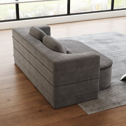 75'' Convertible Sleeper Sofa Bed with Blanket Floor Sofa Lounge Sofa for Living Room
