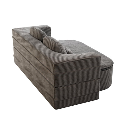 75'' Convertible Sleeper Sofa Bed with Blanket Floor Sofa Lounge Sofa for Living Room