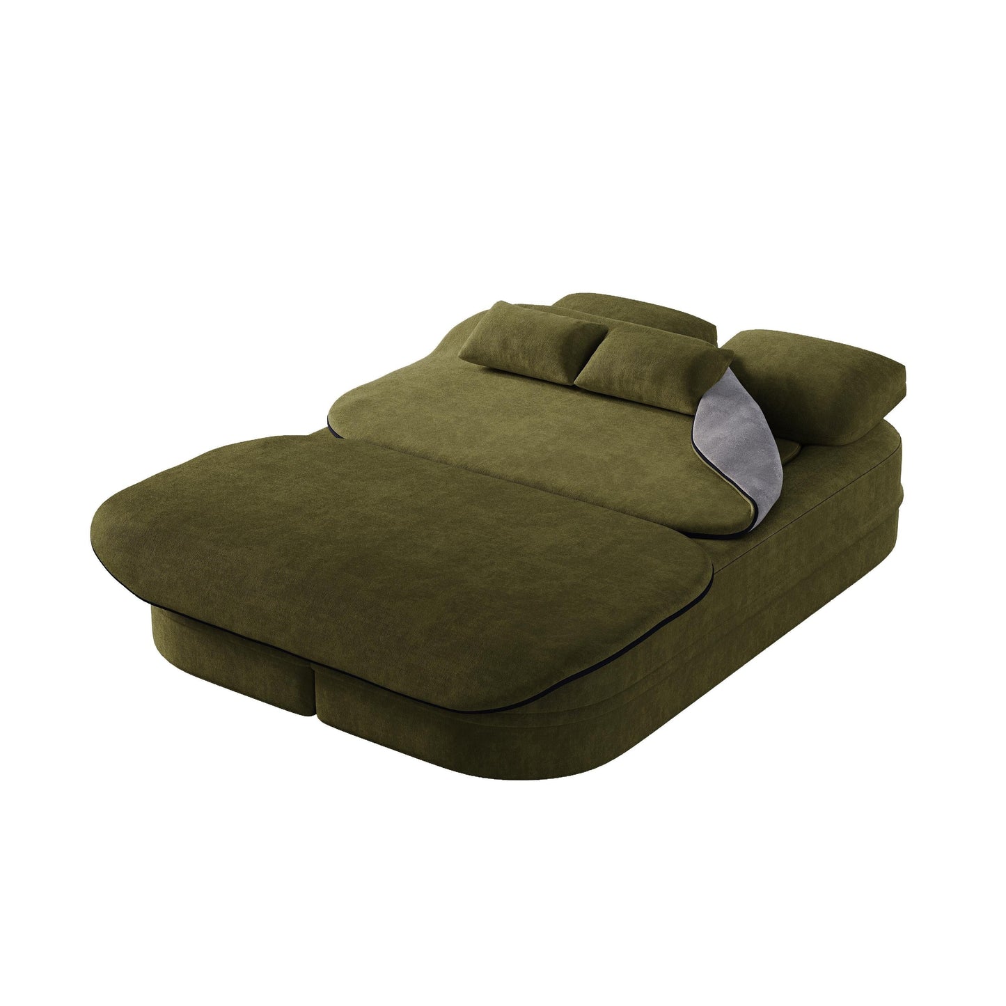 75'' Convertible Sleeper Sofa Bed with Blanket Floor Sofa Lounge Sofa for Living Room