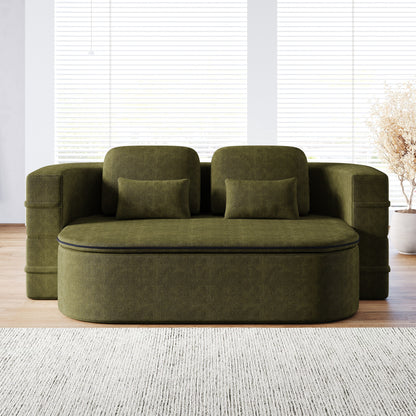 75'' Convertible Sleeper Sofa Bed with Blanket Floor Sofa Lounge Sofa for Living Room