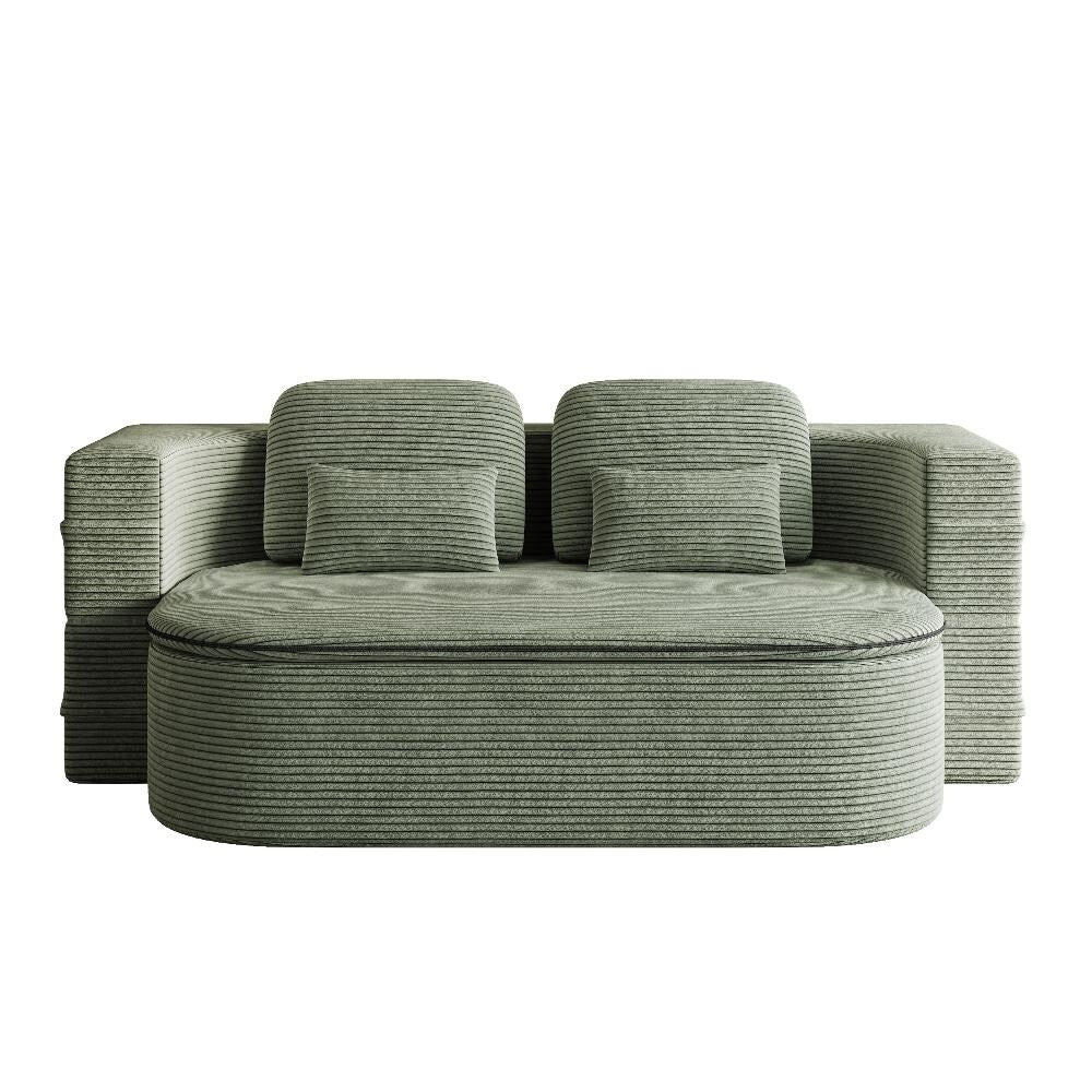 75''2-In-1 Foldable Convertible Sleeper Foam Sofa Bed with Multi Functional Blanket