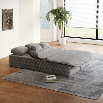 75''2-In-1 Foldable Convertible Sleeper Foam Sofa Bed with Multi Functional Blanket