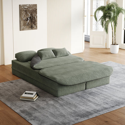 75''2-In-1 Foldable Convertible Sleeper Foam Sofa Bed with Multi Functional Blanket