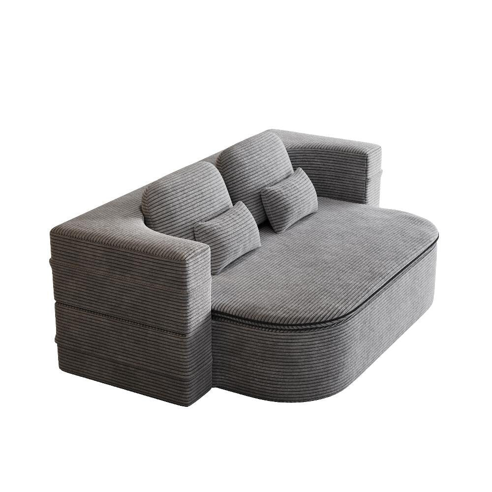 75''2-In-1 Foldable Convertible Sleeper Foam Sofa Bed with Multi Functional Blanket