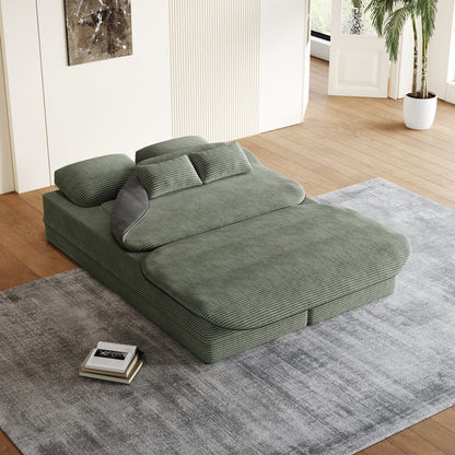 75''2-In-1 Foldable Convertible Sleeper Foam Sofa Bed with Multi Functional Blanket