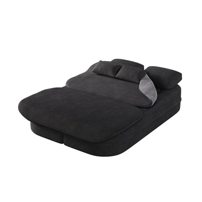 75''2-in-1 Foldable Sofa,Convertible Sleeper Foam Chenille Floor folding Sofa Bed with Multi Functional Blanket,Lounge Sofa
