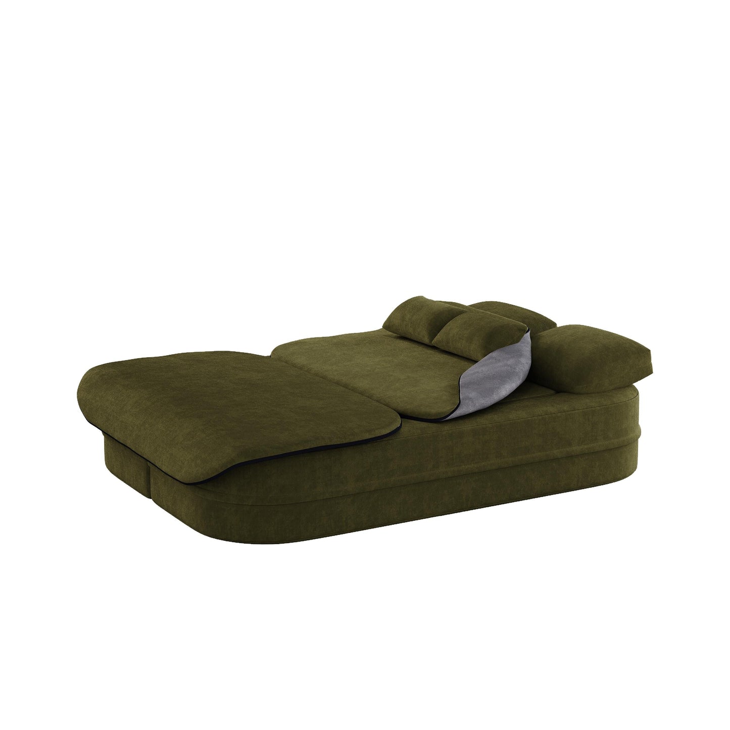 75''2-in-1 Foldable Sofa,Convertible Sleeper Foam Chenille Floor folding Sofa Bed with Multi Functional Blanket,Lounge Sofa