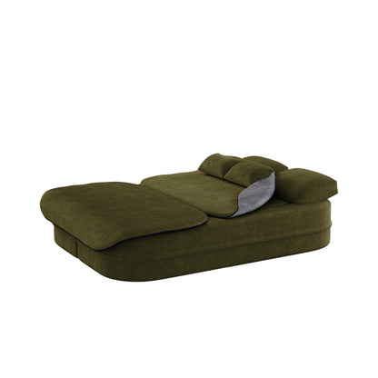75''2-in-1 Foldable Sofa,Convertible Sleeper Foam Chenille Floor folding Sofa Bed with Multi Functional Blanket,Lounge Sofa